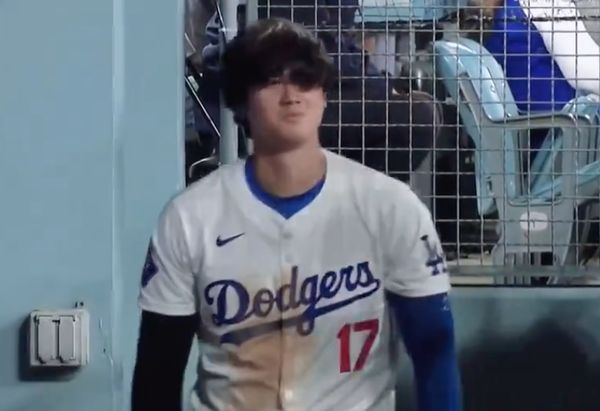 （影）MLB／瞬間變臉！大谷翔平聽到教練「這句話」呆了（圖／X）