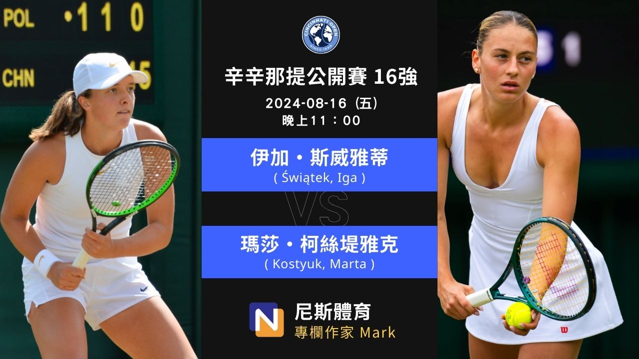 2024-08-16 WTA 辛辛那提公開賽 Cincinnati Open 16強賽前預測