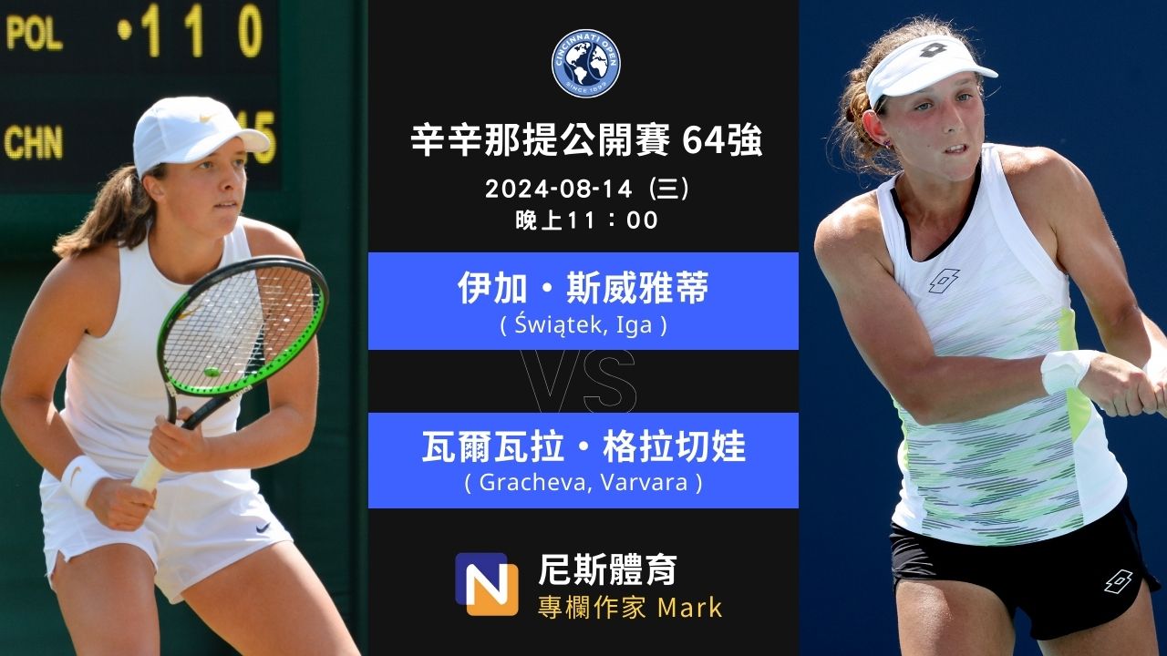 2024-08-14 WTA 辛辛那提公開賽 Cincinnati Open 64強 第二天賽前預測