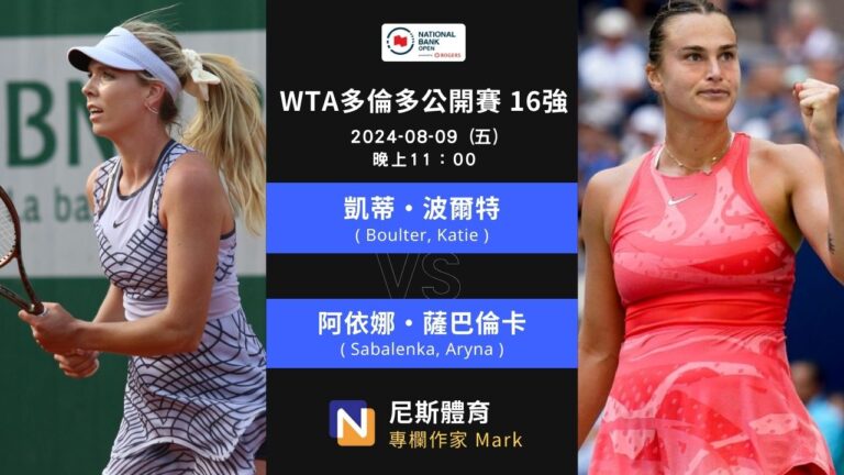 2024-08-09 WTA 多倫多公開賽 National Bank Open 16強賽程